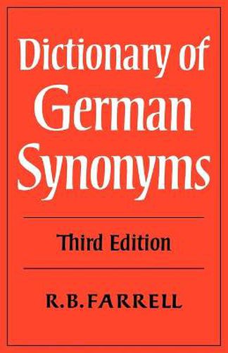 Cover image for Dictionary of German Synonyms