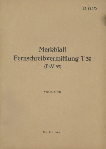 Cover image for D 775/5 Merkblatt Fernschreibvermittlung T 39 (FsV 39)
