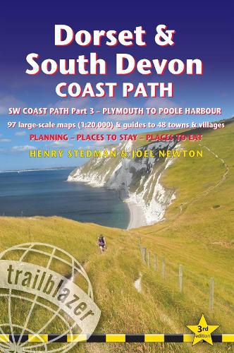 Cover image for Dorset and South Devon Coast Path - guide and maps to 48 towns and villages with large-scale walking maps (1:20 000): Plymouth to Poole Harbour - Planning, places to stay and places to eat