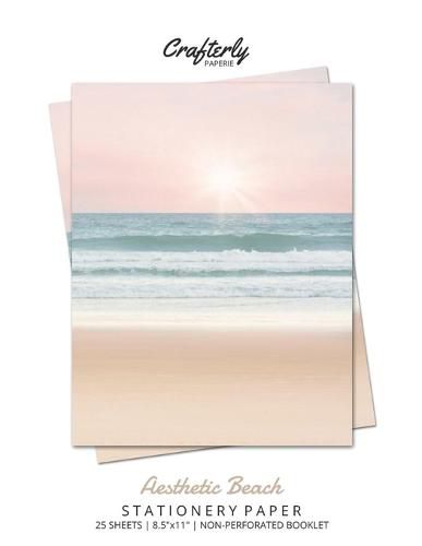 Cover image for Aesthetic Beach Stationery Paper: Cute Letter Writing Paper for Home, Office, Letterhead Design, 25 Sheets