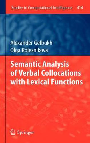 Cover image for Semantic Analysis of Verbal Collocations with Lexical Functions