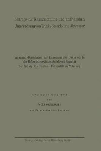 Cover image for Beitrage Zur Kennzeichnung Und Analytischen Untersuchung Von Trink-, Brauch- Und Abwasser