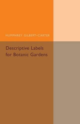 Cover image for Descriptive Labels for Botanic Gardens