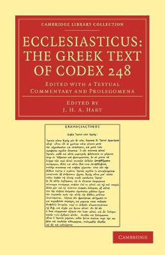 Cover image for Ecclesiasticus: The Greek Text of Codex 248: Edited with a Textual Commentary and Prolegomena