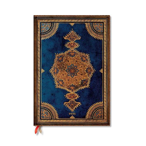 Safavid Indigo (Safavid Binding Art) Grande 12-month Vertical Hardback Dayplanner 2025 (Elastic Band Closure)