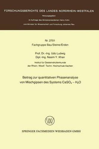 Cover image for Beitrag Zur Quantitativen Phasenanalyse Von Mischgipsen Des Systems Caso4 -- H2O