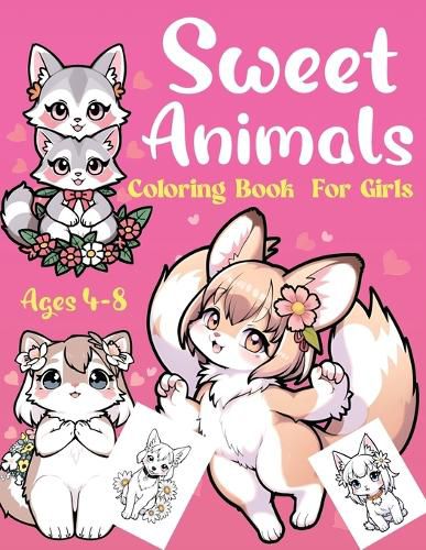 Cover image for Sweet Animals Coloring Book For Girls