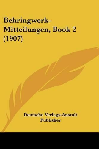 Cover image for Behringwerk-Mitteilungen, Book 2 (1907)