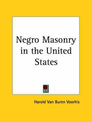 Cover image for Negro Masonry in the United States