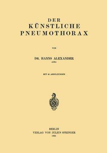 Cover image for Der Kunstliche Pneumothorax