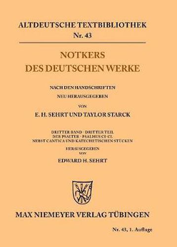 Cover image for Notkers des Deutschen Werke