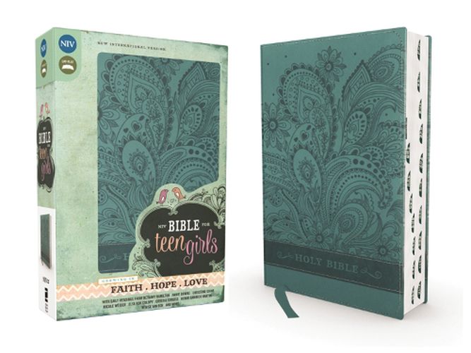 Cover image for NIV, Bible for Teen Girls, Leathersoft, Blue, Thumb Indexed Tabs: Growing in Faith, Hope, and Love