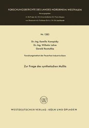 Cover image for Zur Frage Des Synthetischen Mullits