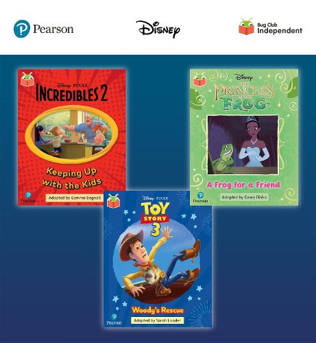 Cover image for Pearson Bug Club Disney Year 1 Pack C, including decodable phonics readers for phase 5; The Incredibles: Keeping Up with the Kids, The Princess and the Frog: A Frog for a Friend, Toy Story: Woody's Rescue