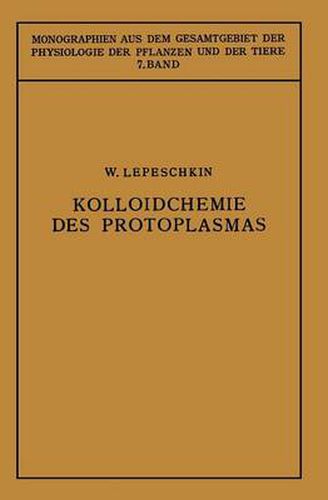 Cover image for Kolloidchemie Des Protoplasmas