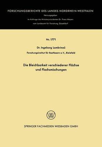 Cover image for Die Bleichbarkeit Verschiedener Flachse Und Flachsmischungen