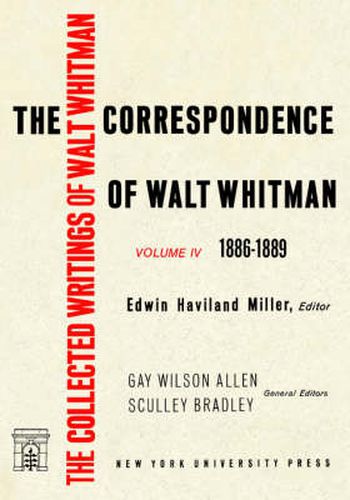 Cover image for The Correspondence of Walt Whitman (Vol. 4)