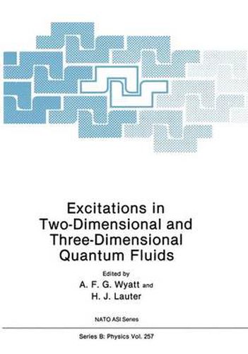 Excitations in Two-Dimensional and Three-Dimensional Quantum Fluids