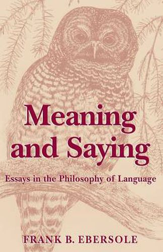 Cover image for Meaning and Saying