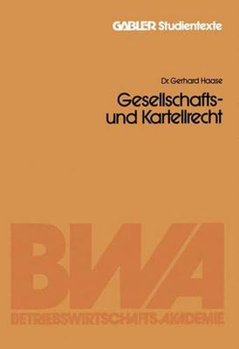 Cover image for Gesellschafts- Und Kartellrecht