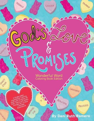 Cover image for God's Love & Promises - Single-sided Inspirational Coloring Book with Scripture for Kids, Teens, and Adults, 40+ Unique Colorable Illustrations