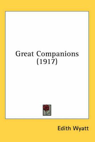 Cover image for Great Companions (1917)