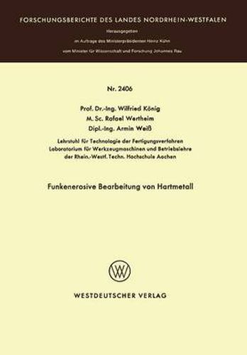 Cover image for Funkenerosive Bearbeitung Von Hartmetall