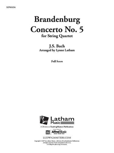 Cover image for Brandenburg Concerto No. 5 for String Quartet: Conductor Score