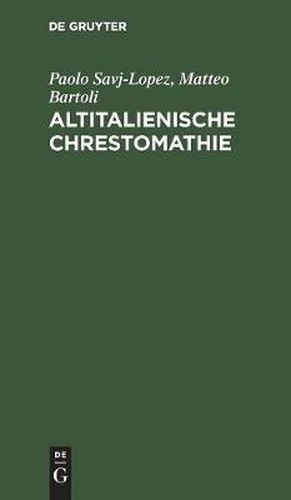 Cover image for Altitalienische Chrestomathie