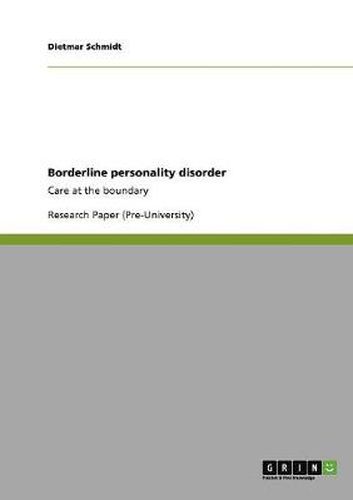 Cover image for Borderline personality disorder: Care at the boundary