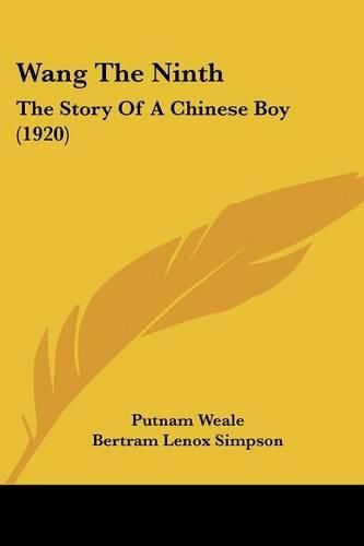 Cover image for Wang the Ninth: The Story of a Chinese Boy (1920)