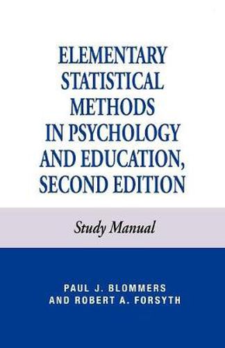 Cover image for Elementary Statistical Methods in Psychology: and Education, Study Manual