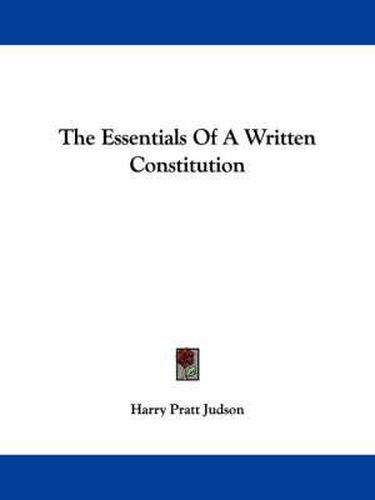 Cover image for The Essentials of a Written Constitution