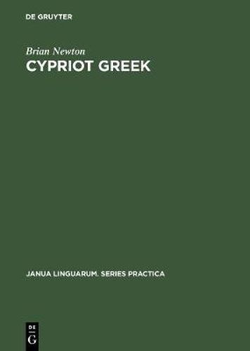 Cover image for Cypriot Greek: Its Phonology and Inflections