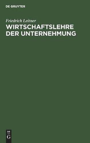 Cover image for Wirtschaftslehre Der Unternehmung