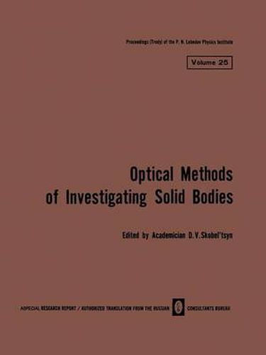 Cover image for Volume 25: Optical Methods of Investigating Solid Bodies