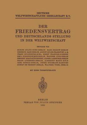 Cover image for Der Friedensvertrag Und Deutschlands Stellung in Der Weltwirtschaft