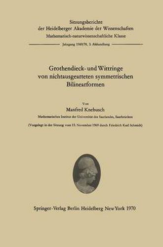 Cover image for Grothendieck- und Wittringe von nichtausgearteten symmetrischen Bilinearformen