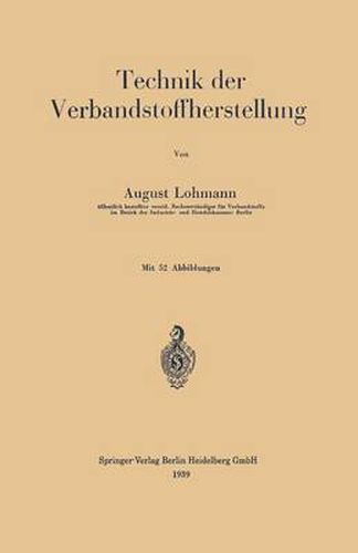 Cover image for Technik Der Verbandstoffherstellung