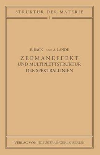 Cover image for Zeemaneffekt Und Multiplettstruktur Der Spektrallinien