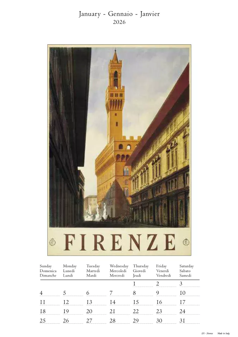 2026 Firenze Medium Art Calendar 24x34cm