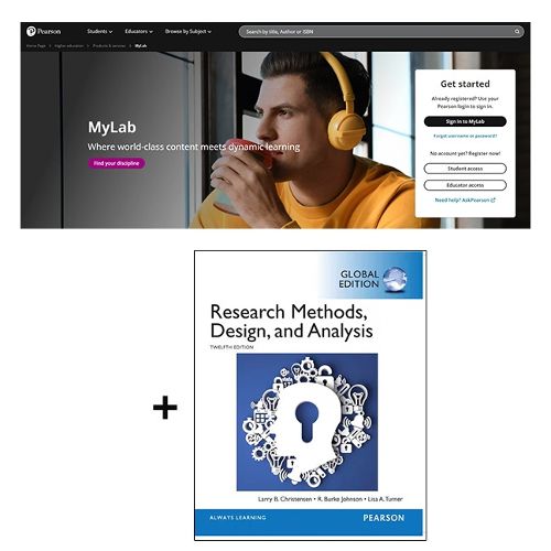 Cover image for Research Methods, Design and Analysis, Global Edition + MyLab Research