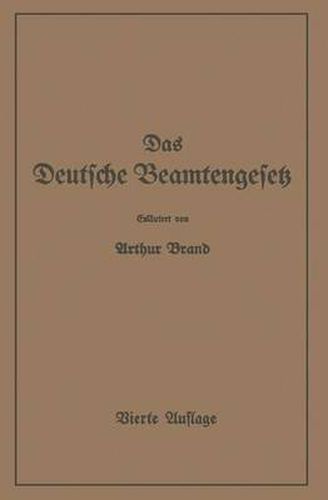 Cover image for Das Deutsche Beamtengesetz (Dbg): Zweite Grossdeutsche Auflage