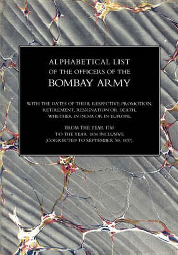 Cover image for Alphabetical List of the Officers of the Indian Army 1760 to the Year 1834 Bombay.