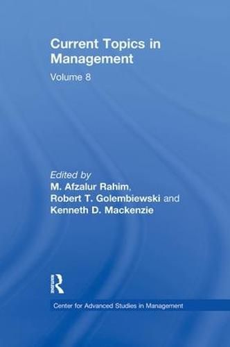 Cover image for Current Topics in Management: Volume 8