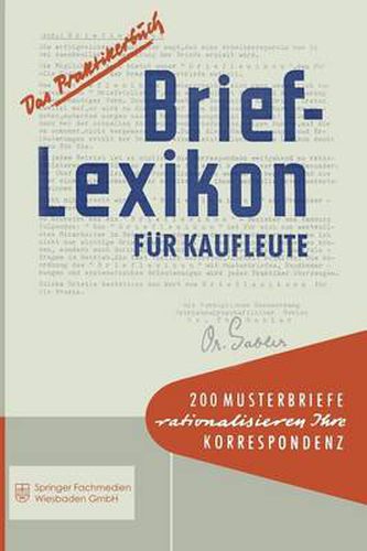 Cover image for Brief-Lexikon fur Kaufleute: Ein Handbuch fur rationelle Erledigung der Korrespondenz