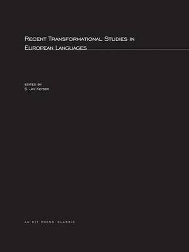 Cover image for Recent Transformational Studies in European Languages