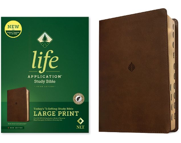 NLT Life Application Study Bible, Third Edition, Large Print (Leatherlike, Rustic Brown Leaf, Indexed, Red Letter)