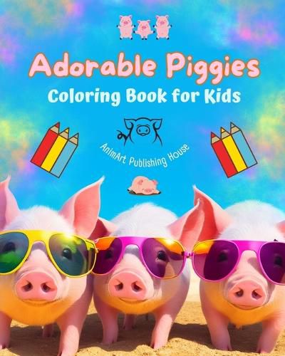 Cover image for Adorable Piggies - Coloring Book for Kids - Creative Scenes of Funny Little Pigs - Perfect Gift for Children