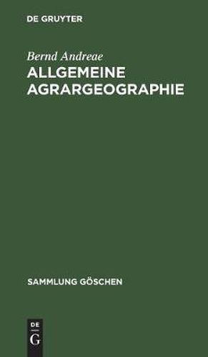 Cover image for Allgemeine Agrargeographie